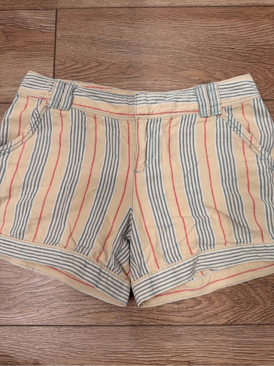 Anthropologie Pants - Anthropologie Beige Shorts with Blue & Red Stripes 0183